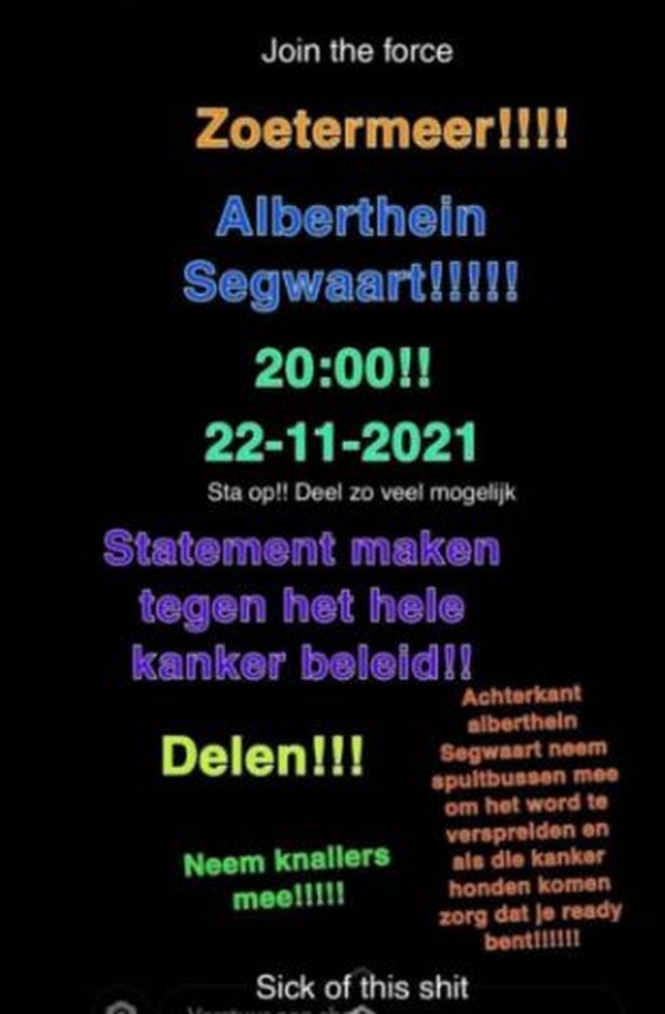 oproep tot rellen via appgroepen