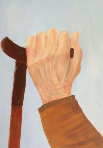 oudere man even wachten