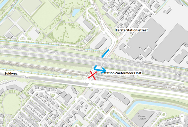 20260105 afsluitingen zuidweg en spoorwegovergang station kaart spoorweg